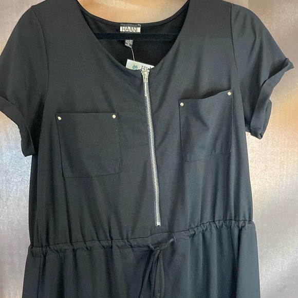 Haani Dresses & Skirts - Haani XL black rolled sleeve dress with belted waist. 38” chest 400